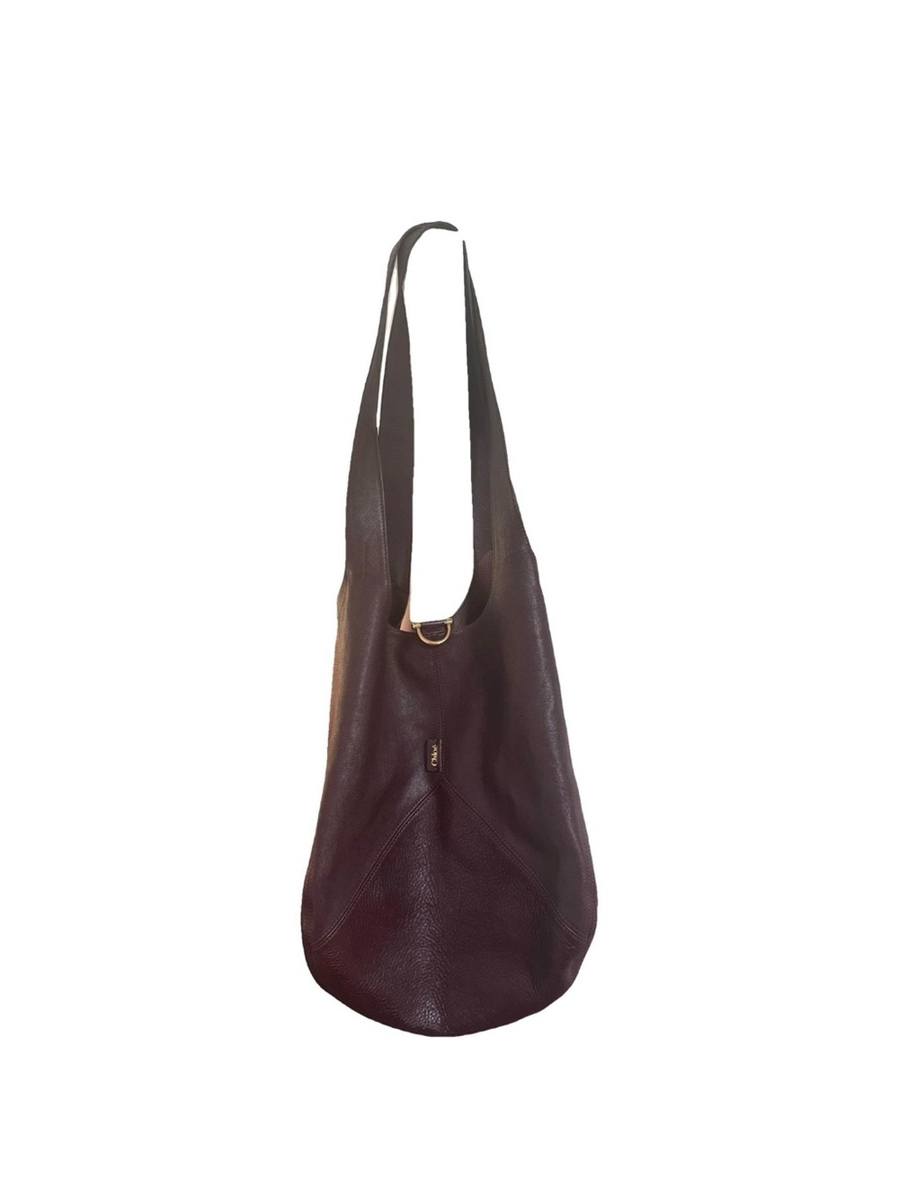 Chloe Dark Maroon Balloon Bag in Grained Leather
